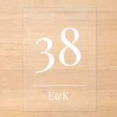 ホワイトシンプルアモダンクリルアーチテーブル番号 アクリル招待状 (正面)