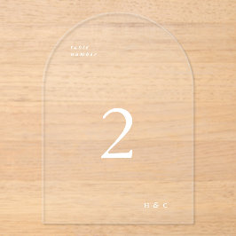 ホワイトシンプルアモダンクリルアーチテーブル番号 アクリル招待状