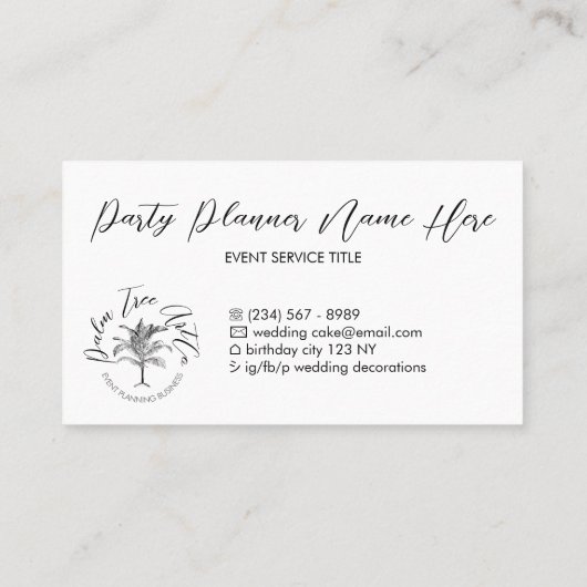 ホワイトシンプルクラシックツリーパーム 名刺 (裏面)