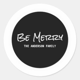 ホワイトシンプルスクリプメリートBe Holiday Stickers ラウンドシール