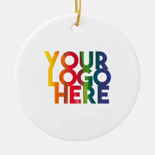 ホワイトシンプルビジネスロゴクリスマスフェスティバル セラミックオーナメント (正面)