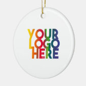 ホワイトシンプルビジネスロゴクリスマスフェスティバル セラミックオーナメント (左)