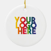 ホワイトシンプルビジネスロゴクリスマスフェスティバル セラミックオーナメント (裏面)
