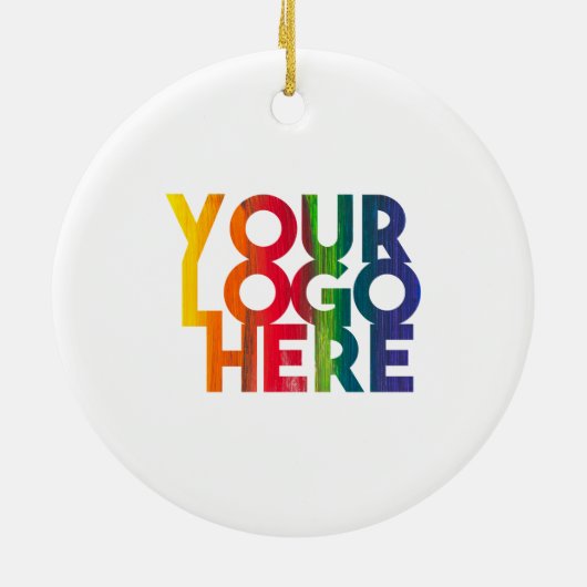 ホワイトシンプルビジネスロゴクリスマスフェスティバル セラミックオーナメント (裏面)