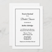 ホワイトシンプルフレームブライダルシャワー招待 招待状 (正面/裏面)
