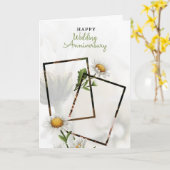 ホワイトシンプルフローラハッピー結婚ズ記念日 カード (黄色い花)