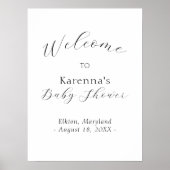 ホワイトシンプルミニマリストスクリプトベビーシャワーへようこそ ポスター (正面)