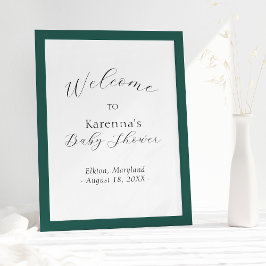 ホワイトシンプルミニマリストスクリプトベビーシャワーへようこそ ポスター