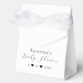 ホワイトシンプルミニマリストスクリプト赤ちゃんシャワー フェイバーボックス (正面)