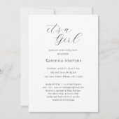 ホワイトシンプルミニマリスト女の子ベビーシャワー 招待状 (正面)