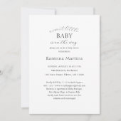 ホワイトシンプルミニマリスト甘い小さな赤ちゃんシャワー 招待状 (正面)