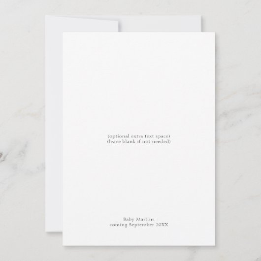 ホワイトシンプルミニマリスト男の子の赤ちゃんシャワー 招待状 (裏面)