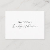 ホワイトシンプルミニマリスト赤ちゃんシャワーおむつラッフル エンクロージャーカード (裏面)