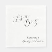 ホワイトシンプルミニマリストScript Boy Baby Shower スタンダードランチョンナプキン (正面)