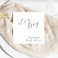 ホワイトシンプルミニマリストScript Boy Baby Shower