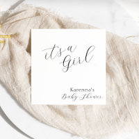ホワイトシンプルミニマリストScript Girl Baby Shower