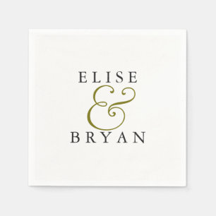 ホワイトシンプルモダンエレガントウェディングナプキン スタンダードカクテルナプキン