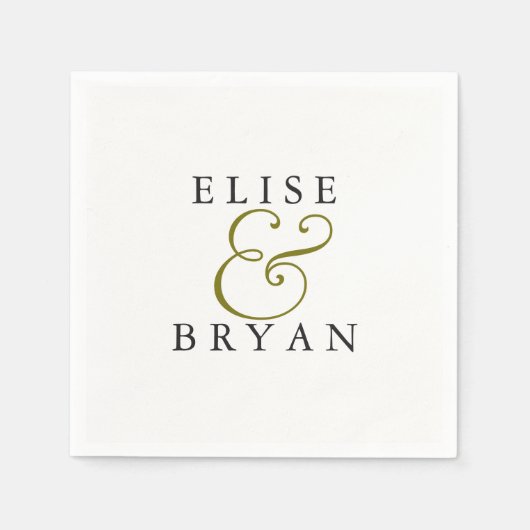 ホワイトシンプルモダンエレガントウェディングナプキン スタンダードカクテルナプキン (正面)
