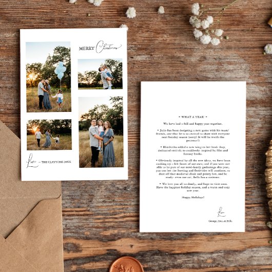 ホワイトシンプルモダンクリスマスフォーフォトコラージュ シーズンカード