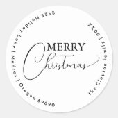 ホワイトシンプルモダン封筒用シールメリークリスマス ラウンドシール (正面)