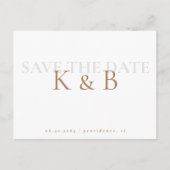 ホワイトシンプルモノグラムQRコード日付の保存 ポストカード (正面)