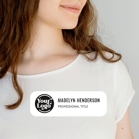 ホワイトシンプル会社ロゴ従業員磁気 名札