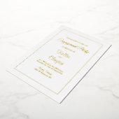 ホワイトシンプル婚約パーティ 箔招待状 (回転した状態)