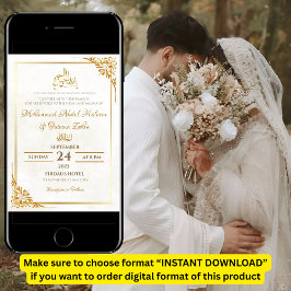 ホワイトシンプル金ゴールドエレガントニカモダンワリマ 招待状