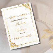 ホワイトシンプル金ゴールドエレガントニカモダンワリマ 招待状