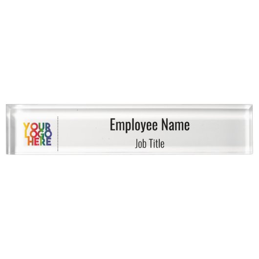 ホワイトシンプル・ビジネス・ロゴ デスクネームプレート (正面)