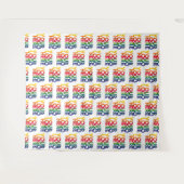 ホワイトシンプル・ビジネス・ロゴ・パターン タペストリー (正面(横))