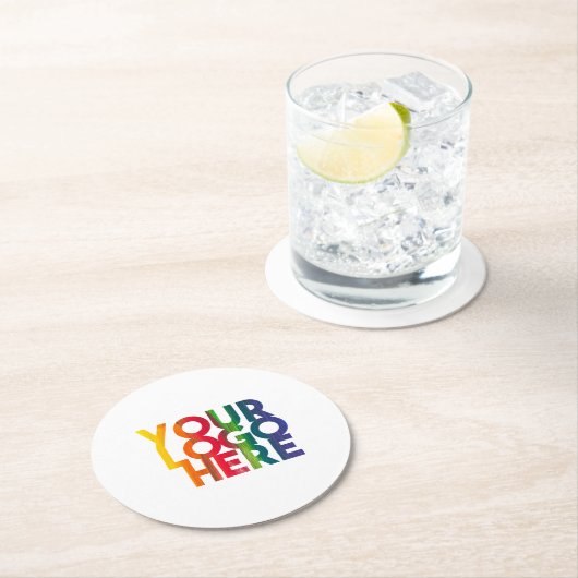 ホワイトシンプル・ビジネス・ロゴ ラウンドペーパーコースター (インサイチュ)