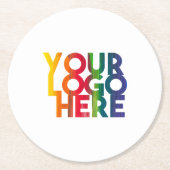 ホワイトシンプル・ビジネス・ロゴ ラウンドペーパーコースター (正面)