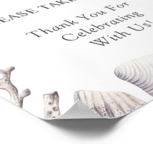 ホワイトシーシェルサンゴビーチ結婚式ウィズサイン ポスター (角)