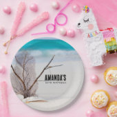 ホワイトシーシェルズオンザトロピカルビーチ誕生日 ペーパープレート (パーティー)