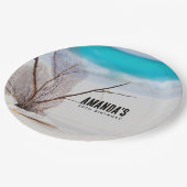 ホワイトシーシェルズオンザトロピカルビーチ誕生日 ペーパープレート (アングル)