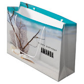 ホワイトシーシェルズオンザトロピカルビーチ誕生日 ラージペーパーバッグ (正面アングル)