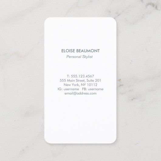 ホワイトシーシェルバタフライ美しいとウェルネス 名刺 (裏面)