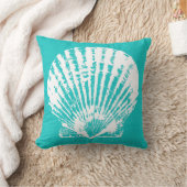 ホワイトシーシェルバーラップルックとゴージャスなアクア クッション (ブランケット)