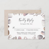 ホワイトシーシェルビーチサンドデスティネーションウェディング 出欠カード (正面/裏面)