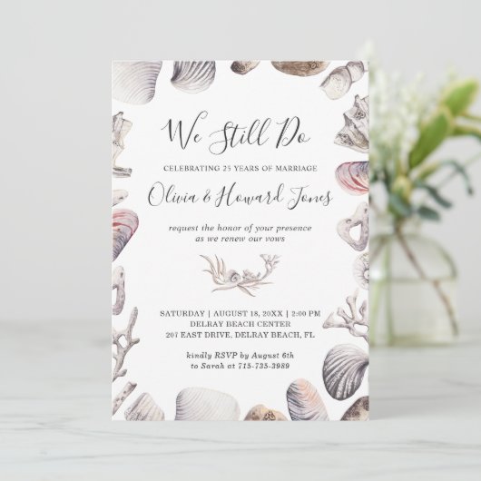 ホワイトシーシェルビーチ我々はまだ誓いを更新する 招待状 (スタンド正面)