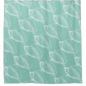 ホワイトシーシ航海のェルオンシーフオムグリーン シャワーカーテン (正面)