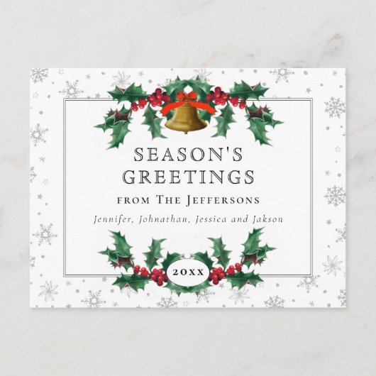 ホワイトシーズンの挨拶クラシックヴィンテージ写真なし シーズンポストカード (正面)