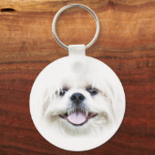ホワイトシーズー（犬）ツ顔キーチェーン キーホルダー (正面)