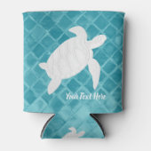 ホワイトシータートルアクアシーガラスあなたのテキスト 缶クーラー (正面)