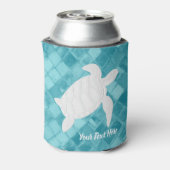 ホワイトシータートルアクアシーガラスあなたのテキスト 缶クーラー (缶裏面)
