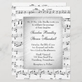 ホワイトシートミュージック結婚のテーマ招待状 招待状 (正面/裏面)