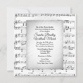 ホワイトシートミュージック結婚のテーマ招待状 招待状 (正面)