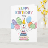 ホワイトシーパドールドッグハッピーバースデー カード (黄色い花)