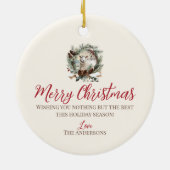 ホワイトシープファーム動物クリスマスピネコンリース セラミックオーナメント (裏面)